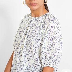 Apiece Apart Rosa Top Organic Cotton Rosie Floral Cream 8
